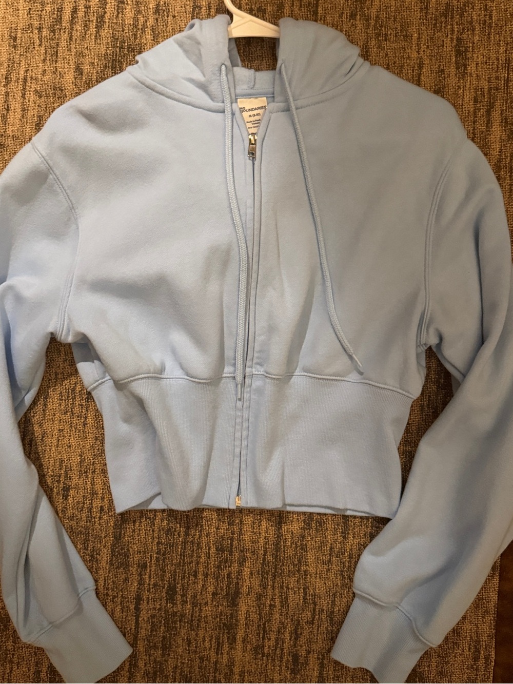 No boundaries- Light Blue Cropped Zip Hoodie